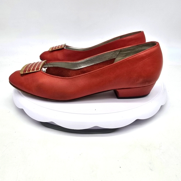 BALLY Of Switzerland Shoes Women's 6.5 Heels Red Leather Vintage - Picture 1 of 10